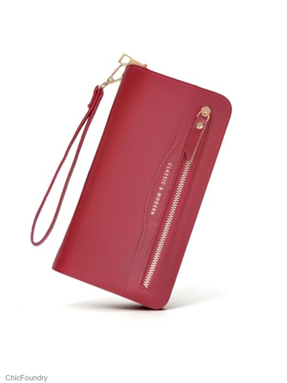 Wristlet Wallet with Detachable Strap, PU Leather, 8 Credit Card Slots, Zip